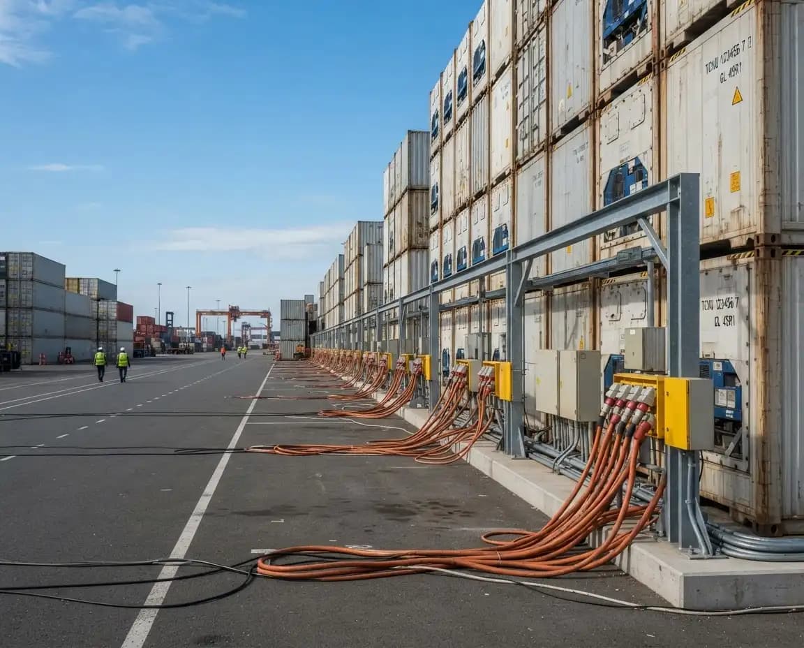 Temperature-controlled reefer container rows